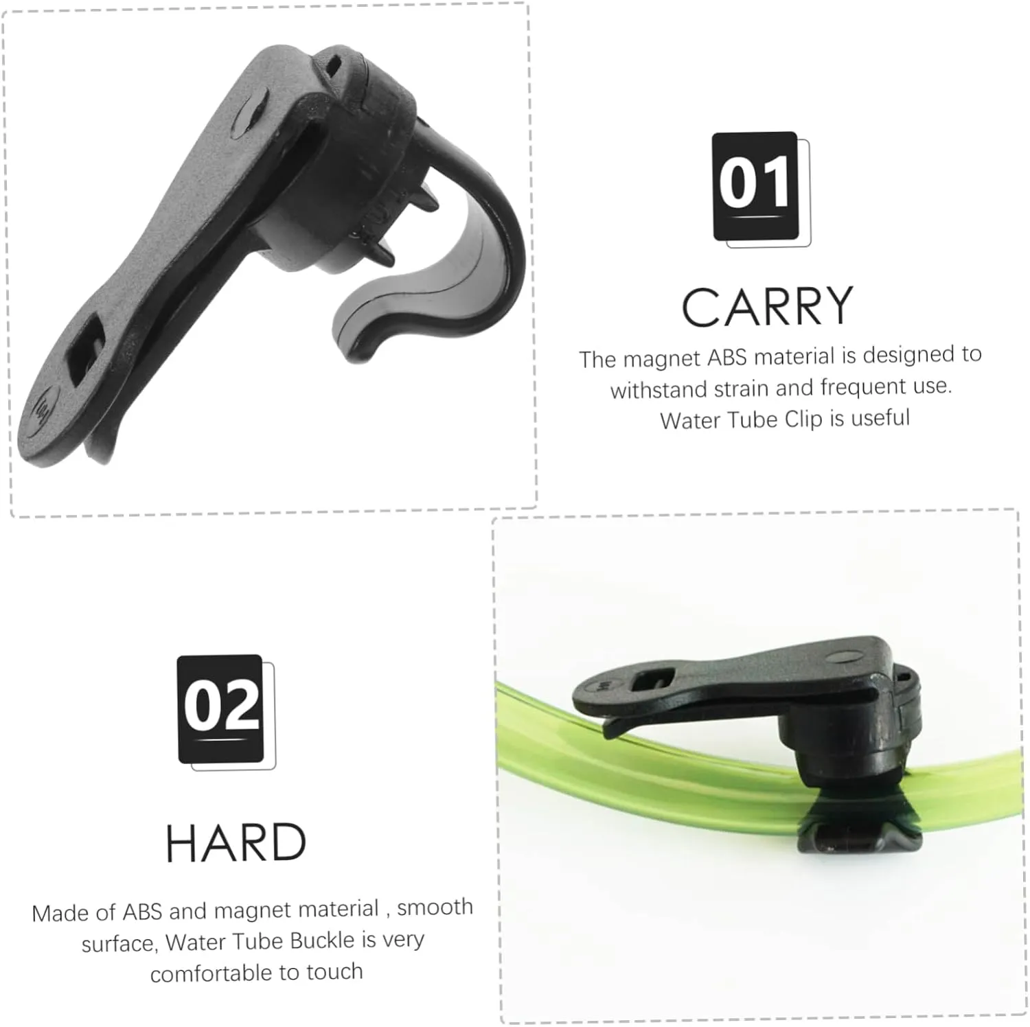 GANAZONO Portable Water Tube Clips Replaceable Back Clips Wear-Resistant Magnetic Buckle Black Magnet Abs