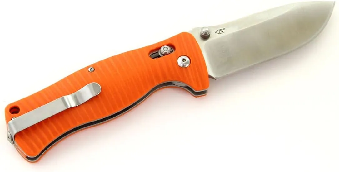 Ganzo G720-OR Tactical Pocket Folding Knife 440C Stainless Steel Blade G10 Anti-Slip Handle with Clip Fishing Hunting Outdoor Folder EDC Pocket Knife (Orange)