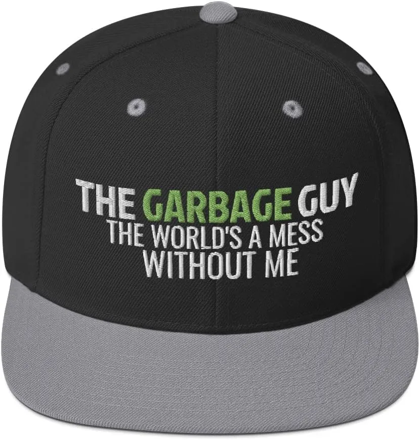 Garbage Guy Garbage Collector Sanitation Flatbrim Flat Brim Snapback Hat Cap Z1