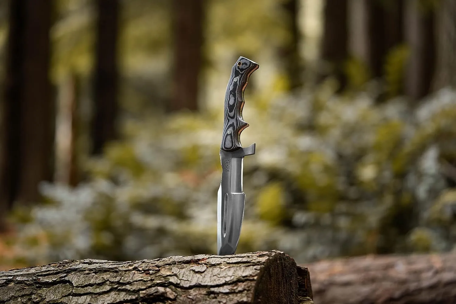 GCS Handmade D2 steel Hunting Knife G10 Handle Fixed Blade Knife Right Hand Scout Carry Buffalo leather Sheath and Sharpening Stone for Hunting Camping Survival and EDC