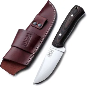 GCS Handmade D2 Tool Steel Machete Tactical Survival Hunting Knife with Micarta Handle, Leather Sheath, and Sharpening Stone - GCS113