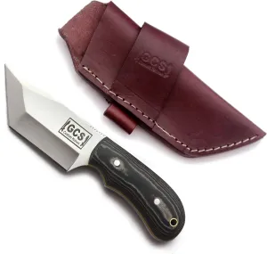 GCS Handmade G10 Handle D2 Tool Steel Tactical Hunting Knife with leather sheath Full tang blade designed for Hunting & EDC GCS 248