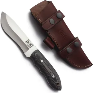 GCS Handmade G10 Handle D2 Tool Steel Tactical Hunting Knife with leather sheath Full tang blade designed for Hunting & EDC GCS 250