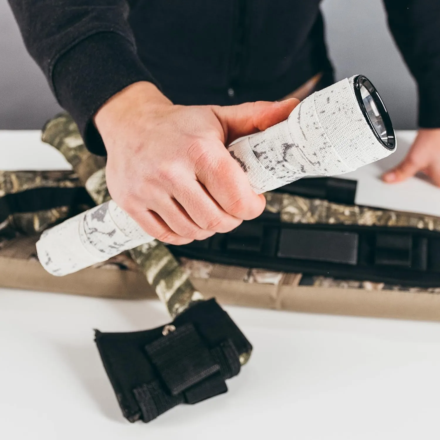 GEAR AID Camo Form Self-Cling and Reusable Fabric Camouflage Wrap, Adds Grip and Shield Hands from Hot or Cold Surfaces to Protect You and Your Equipment, Realtree Edge, 2” x 144” Roll, 2 Pack