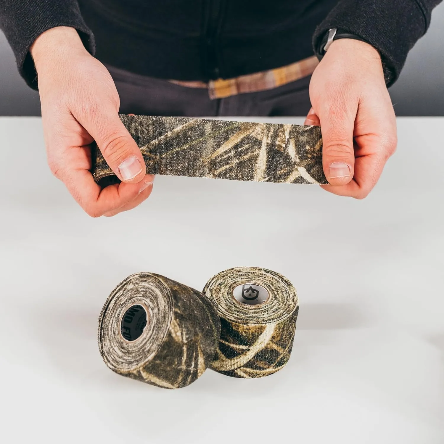 GEAR AID Camo Form Self-Cling and Reusable Fabric Camouflage Wrap, Adds Grip and Shield Hands from Hot or Cold Surfaces to Protect You and Your Equipment, Realtree Edge, 2” x 144” Roll, 2 Pack