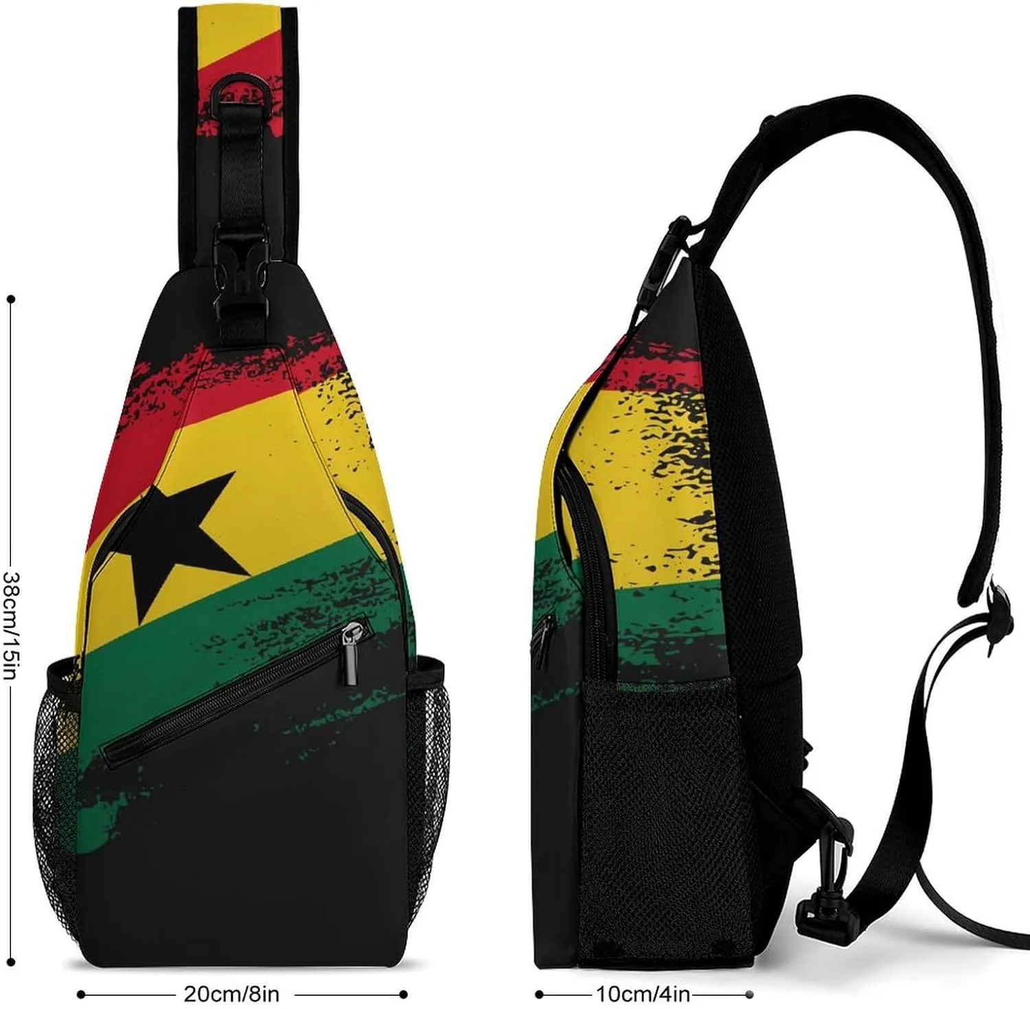 Ghana Flag Patriotic Sling Bag Crossbody Chest Bag Shoulder Bag For Travel Hiking Cycling Camping