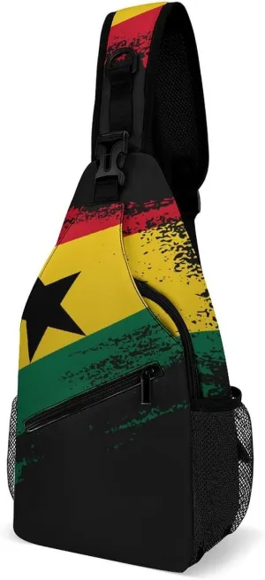 Ghana Flag Patriotic Sling Bag Crossbody Chest Bag Shoulder Bag For Travel Hiking Cycling Camping