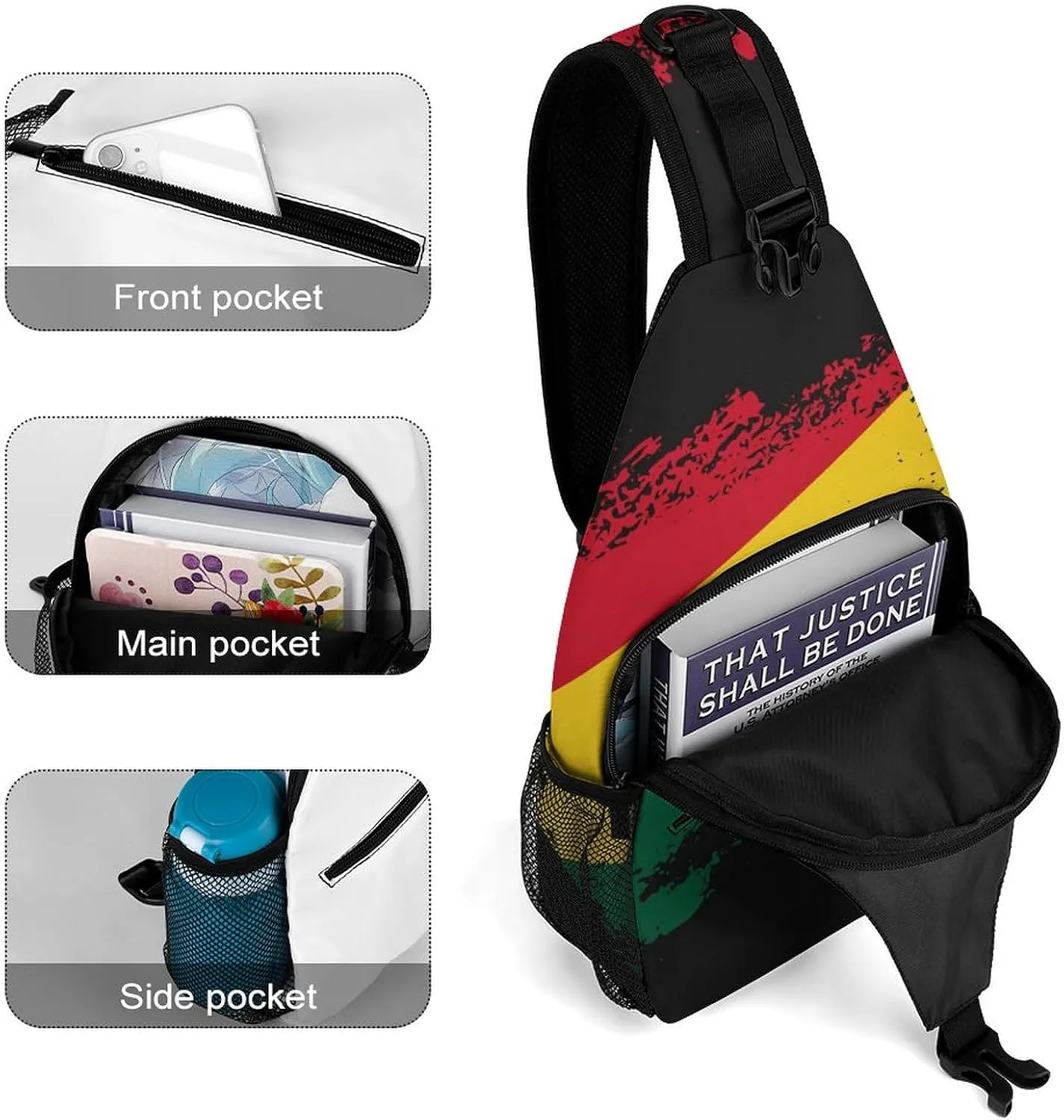 Ghana Flag Patriotic Sling Bag Crossbody Chest Bag Shoulder Bag For Travel Hiking Cycling Camping