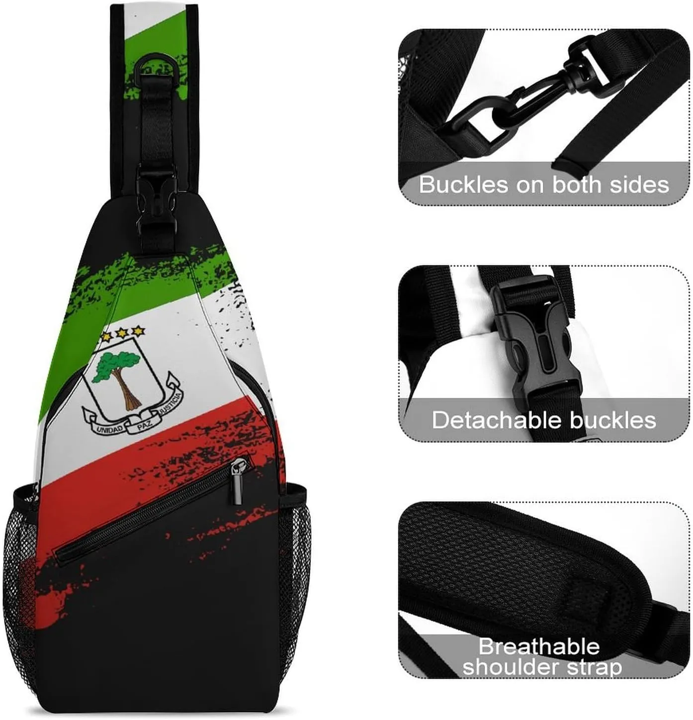 Ghana Flag Patriotic Sling Bag Crossbody Chest Bag Shoulder Bag For Travel Hiking Cycling Camping