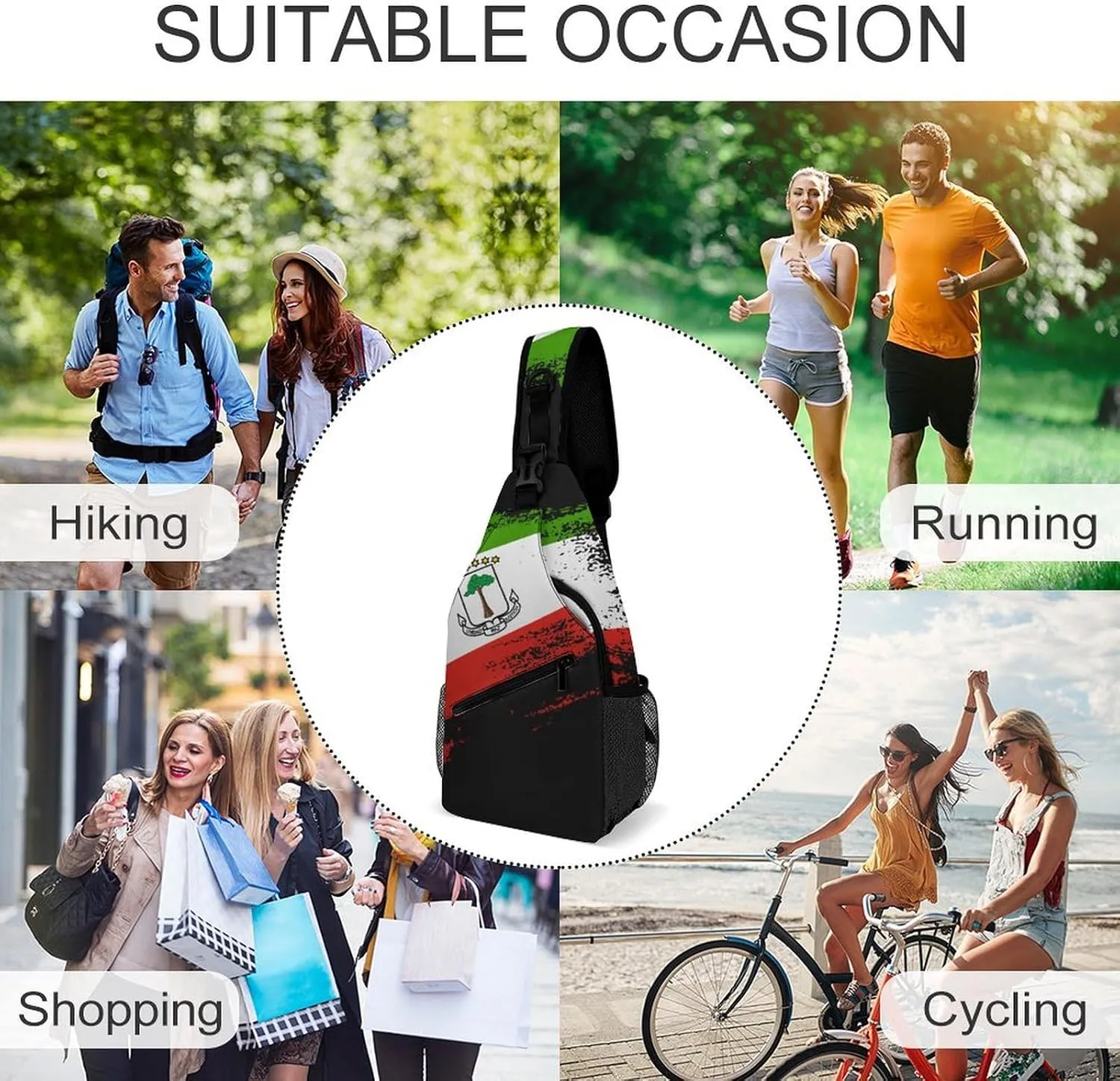 Ghana Flag Patriotic Sling Bag Crossbody Chest Bag Shoulder Bag For Travel Hiking Cycling Camping