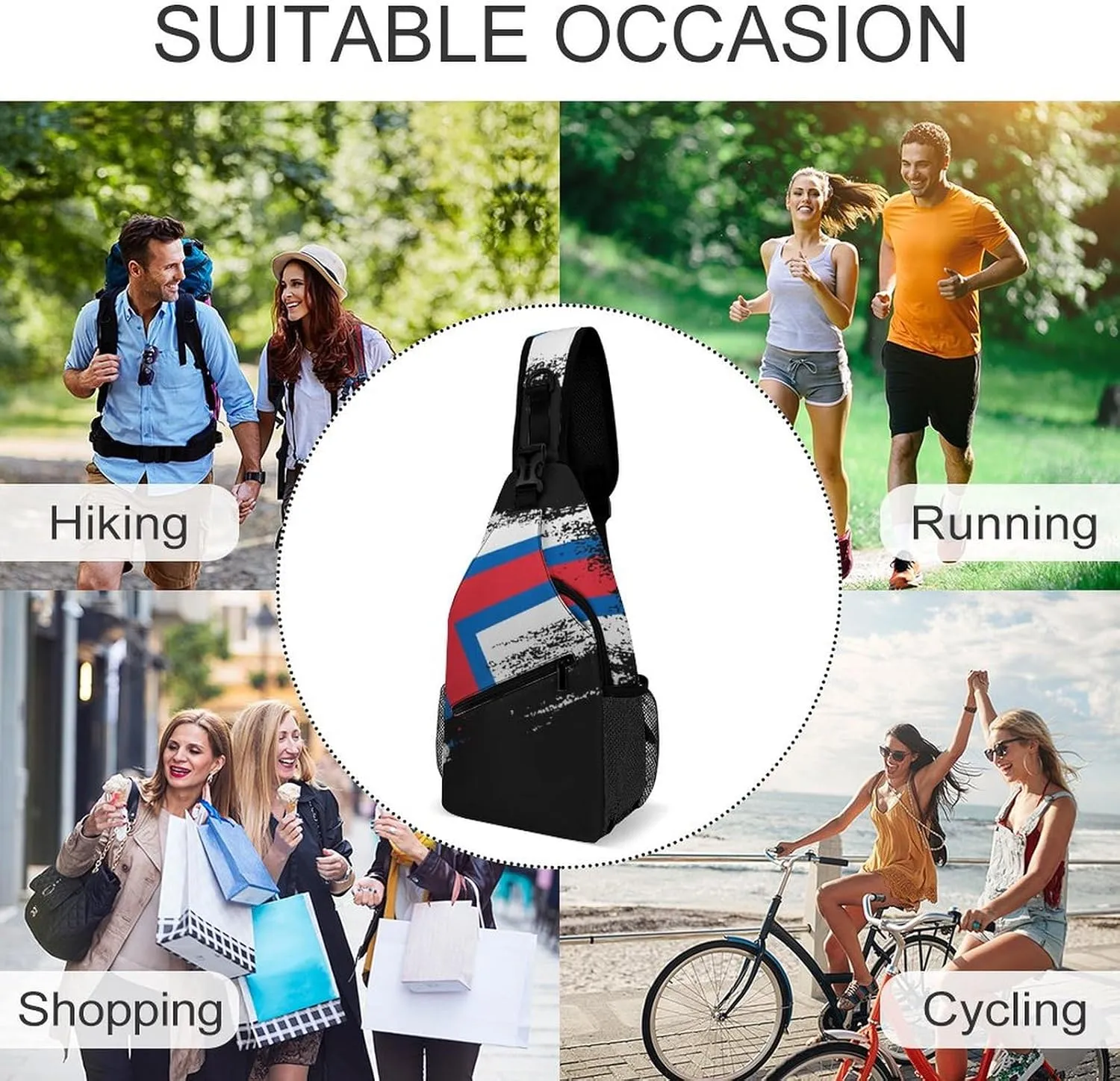 Ghana Flag Patriotic Sling Bag Crossbody Chest Bag Shoulder Bag For Travel Hiking Cycling Camping