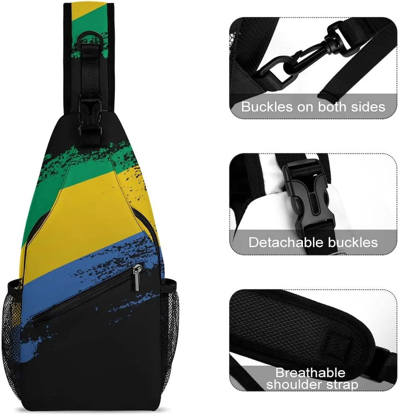 Ghana Flag Patriotic Sling Bag Crossbody Chest Bag Shoulder Bag For Travel Hiking Cycling Camping