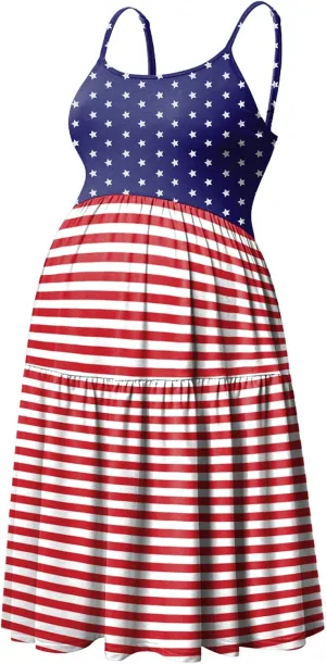 GINKANA Women's Sleeveless Maternity Dress Adjustable Strappy Summer Casual Swing Dress for Daily Wearing Or Baby Shower