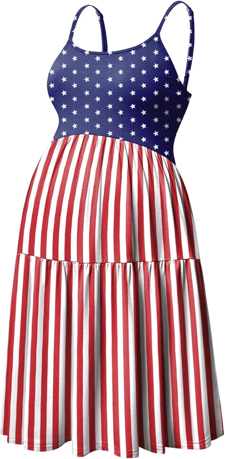 GINKANA Women's Sleeveless Maternity Dress Adjustable Strappy Summer Casual Swing Dress for Daily Wearing Or Baby Shower