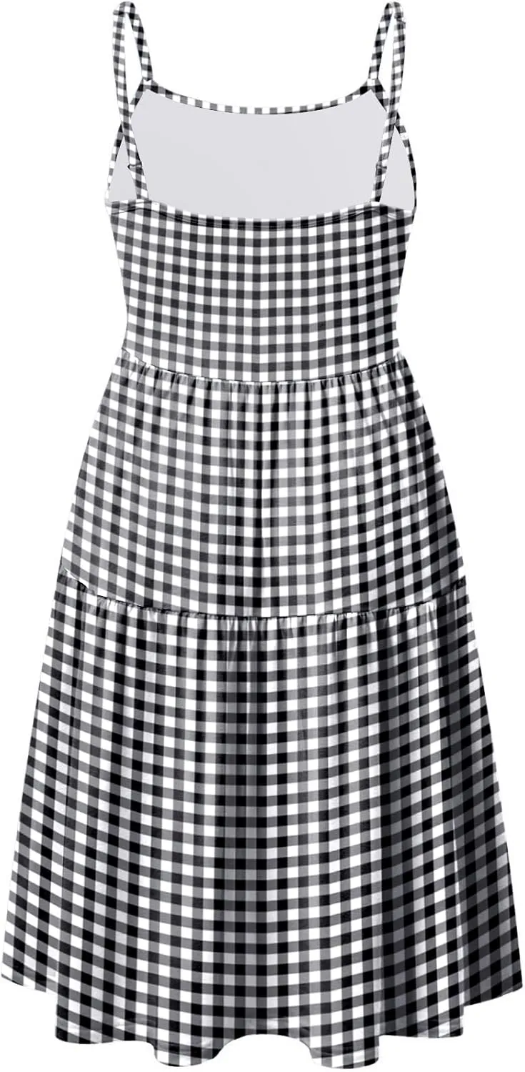 GINKANA Women's Sleeveless Maternity Dress Adjustable Strappy Summer Casual Swing Dress for Daily Wearing Or Baby Shower