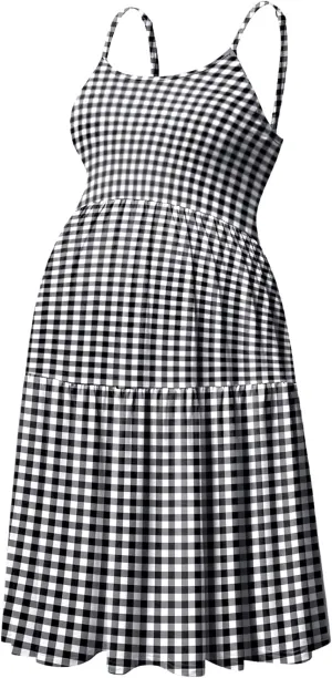 GINKANA Women's Sleeveless Maternity Dress Adjustable Strappy Summer Casual Swing Dress for Daily Wearing Or Baby Shower
