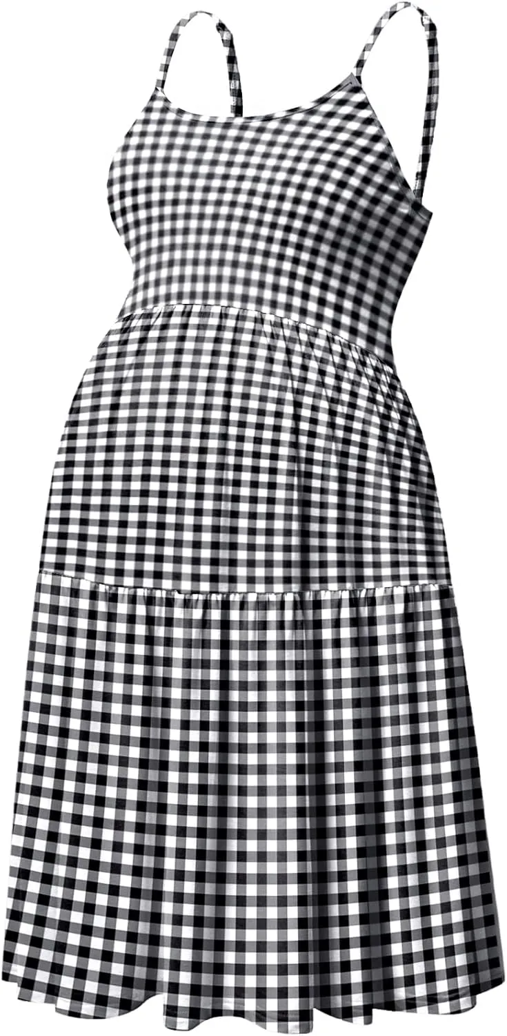 GINKANA Women's Sleeveless Maternity Dress Adjustable Strappy Summer Casual Swing Dress for Daily Wearing Or Baby Shower
