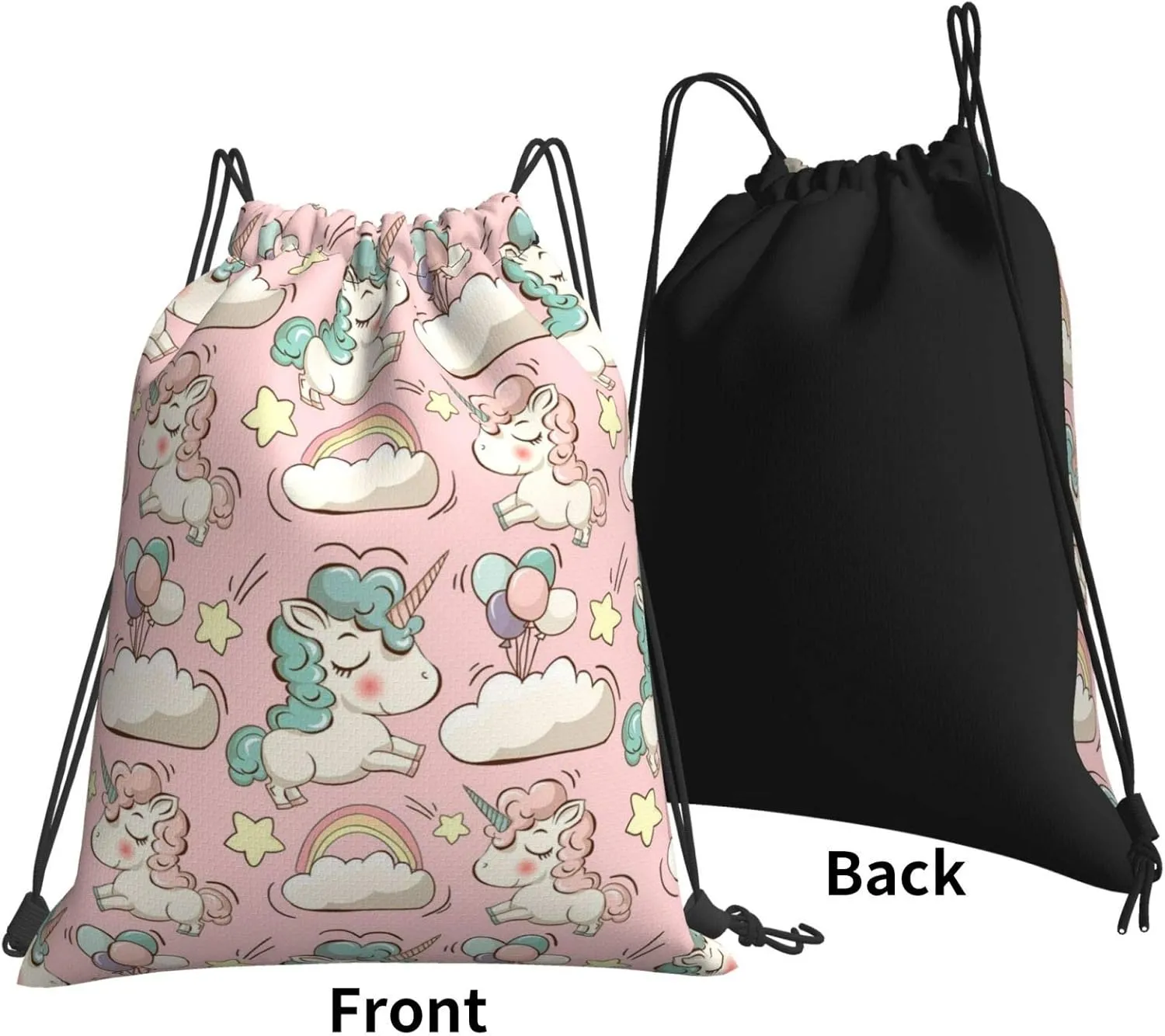 Gocerktr Unicorn Pink Drawstring Backpack Waterproof Lightweight String Bag For Outdoor Yoga Gym Swimming Travel One Size