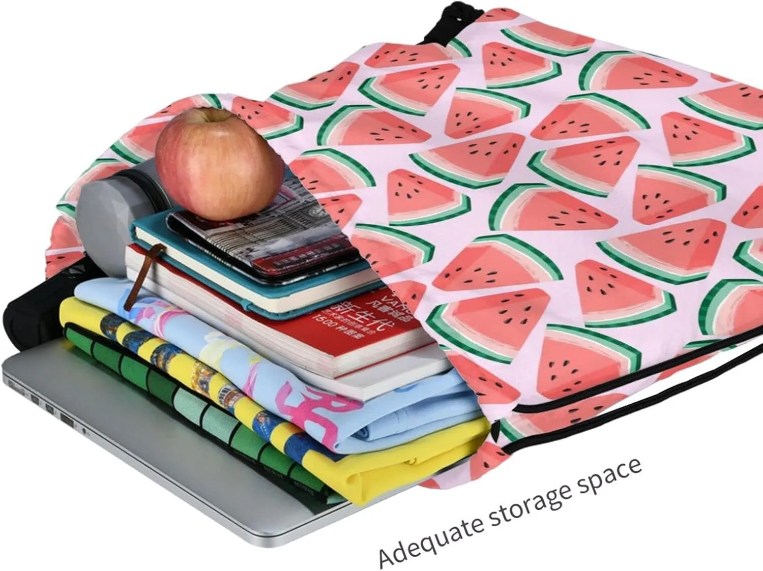 Gocerktr Watermelon Drawstring Backpack for Women Men Waterproof String Bag Lightweight Gym Sackpack Beach Hiking Yoga Travel