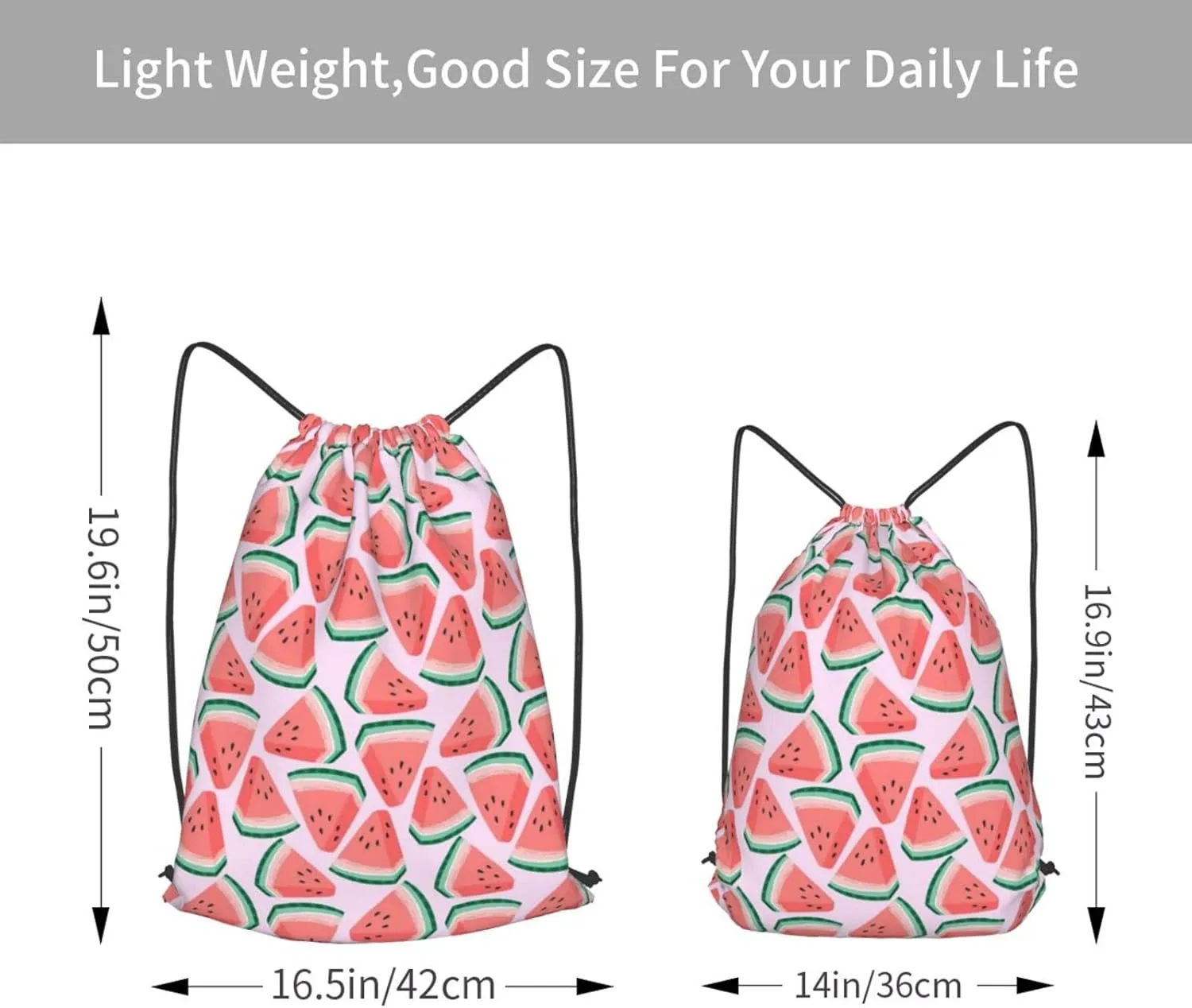 Gocerktr Watermelon Drawstring Backpack for Women Men Waterproof String Bag Lightweight Gym Sackpack Beach Hiking Yoga Travel