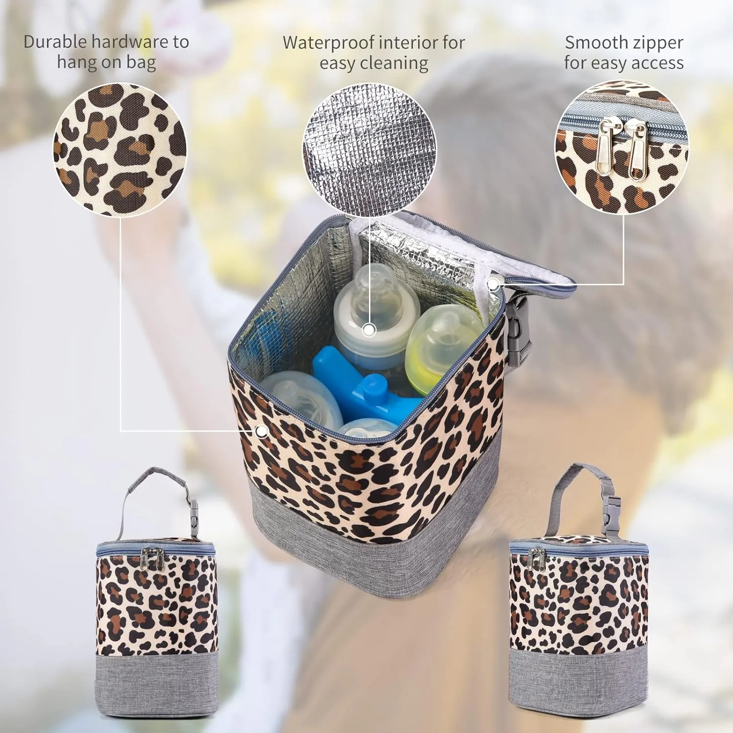 GOGOSO Baby Bottle Bag with Ice Pack Cooler - Insulated Tote for Working Mom, Breastmilk Cooler for Up to 4 Large 8 Ounce Bottles