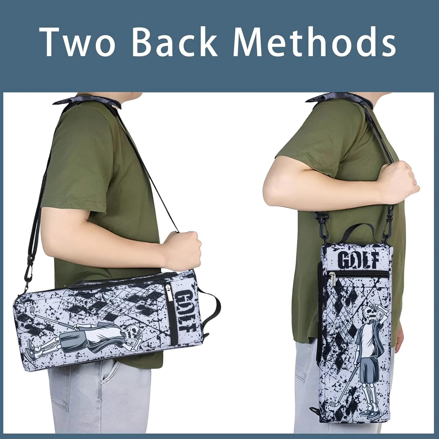Golf Cooler Bag Plus Ice Pack Soft Sided Insulated Cooler Bag- Holds 6 Pack of Cans or 2 Wine Bottles - Grey Camo Golf Beer Sleeve Black Fits Discreetly in Golf Bags