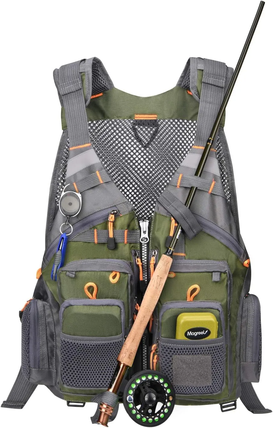 Gonex Fly Fishing Vest for Men Women, Comfortable Adjustable Fishing Vest with Multi-Pockets Reflective Stripes