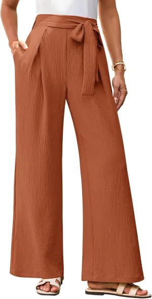 GRACE KARIN Women's Wide Leg Pants 2025 High Waist Adjustable Pleated Trousers Business Casual Pants