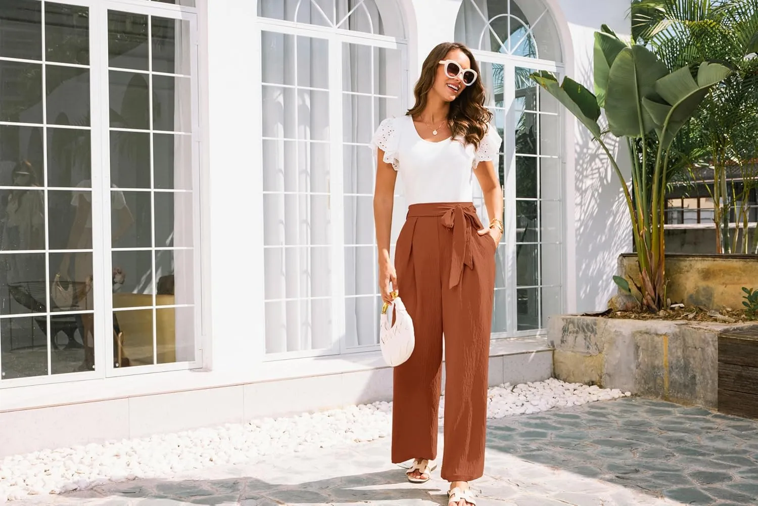 GRACE KARIN Women's Wide Leg Pants 2025 High Waist Adjustable Pleated Trousers Business Casual Pants