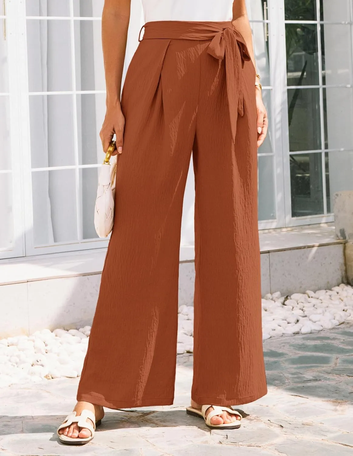 GRACE KARIN Women's Wide Leg Pants 2025 High Waist Adjustable Pleated Trousers Business Casual Pants