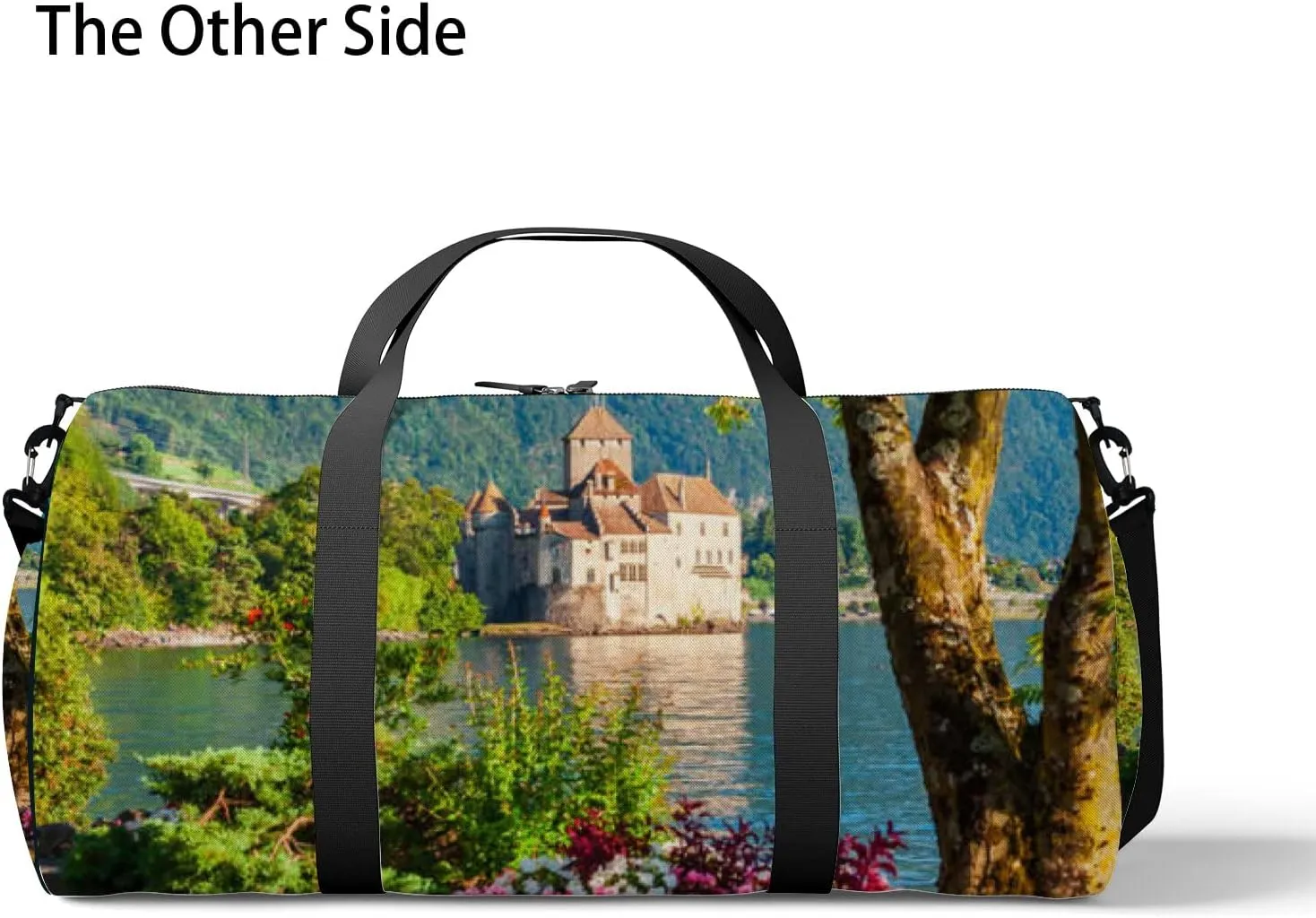 Green Chillon Chateau Sports Bag Tote Bag Waterproof Gym Bag with Shoulder Strap Zipper 2 Side Pockets for Men and Women, Travel and Storage Shoulder Bag.