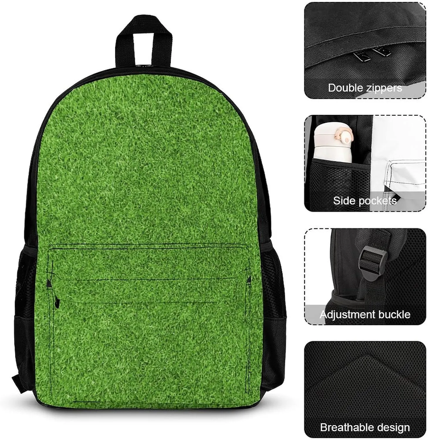 Green Grass Lightweight Pocket Backpack Crossbody Lunch Bag Set Unisex