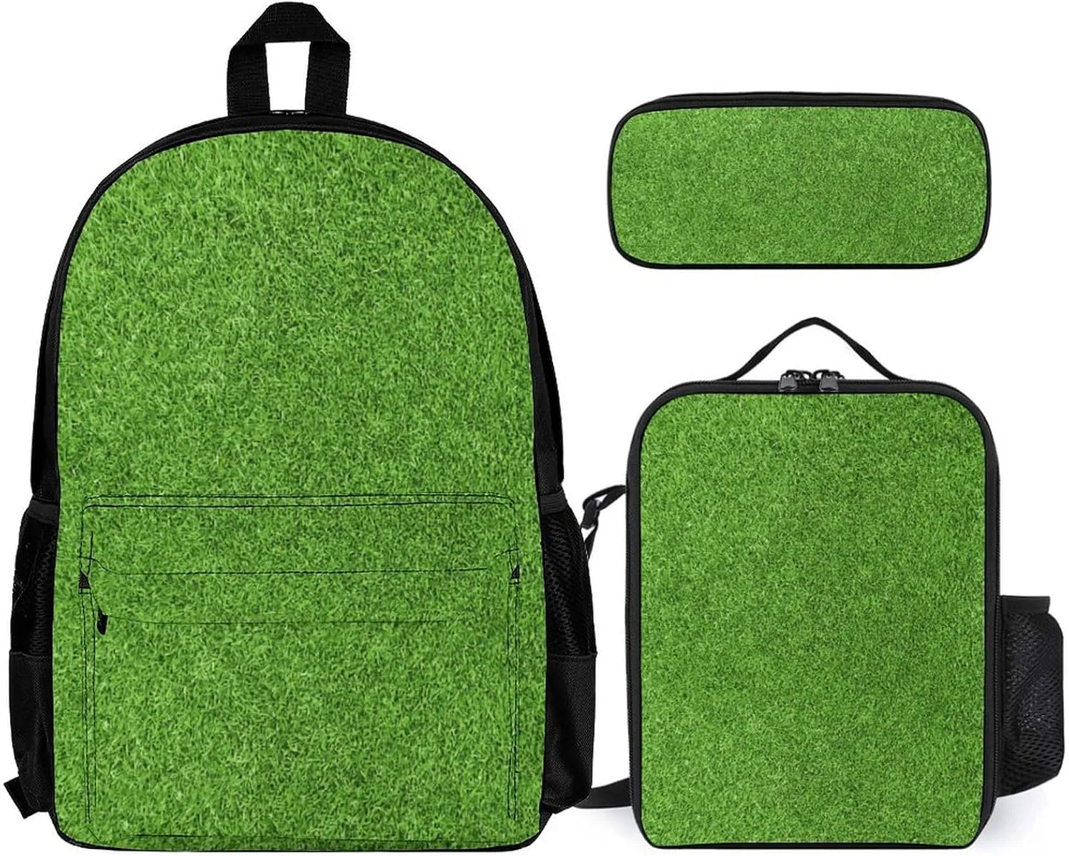 Green Grass Lightweight Pocket Backpack Crossbody Lunch Bag Set Unisex