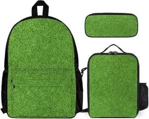 Green Grass Lightweight Pocket Backpack Crossbody Lunch Bag Set Unisex