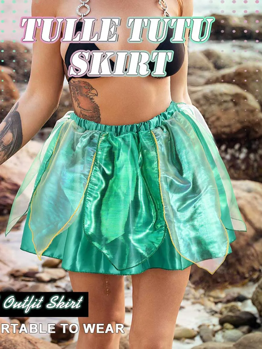 Green Reflective Leaf Tutu Skirt