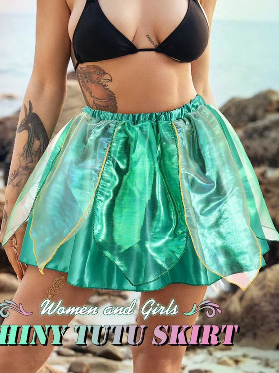 Green Reflective Leaf Tutu Skirt