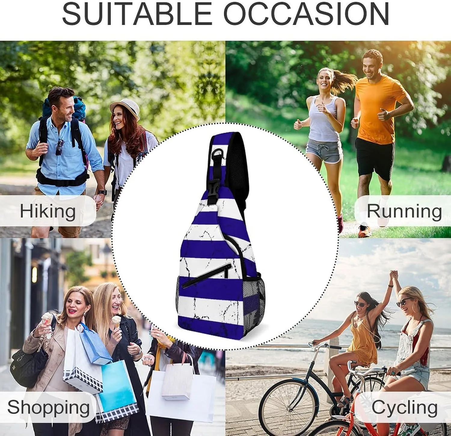 Greenland Flag Grunge Design Sling Bag Crossbody Chest Bag Shoulder Bag For Travel Hiking Cycling Camping