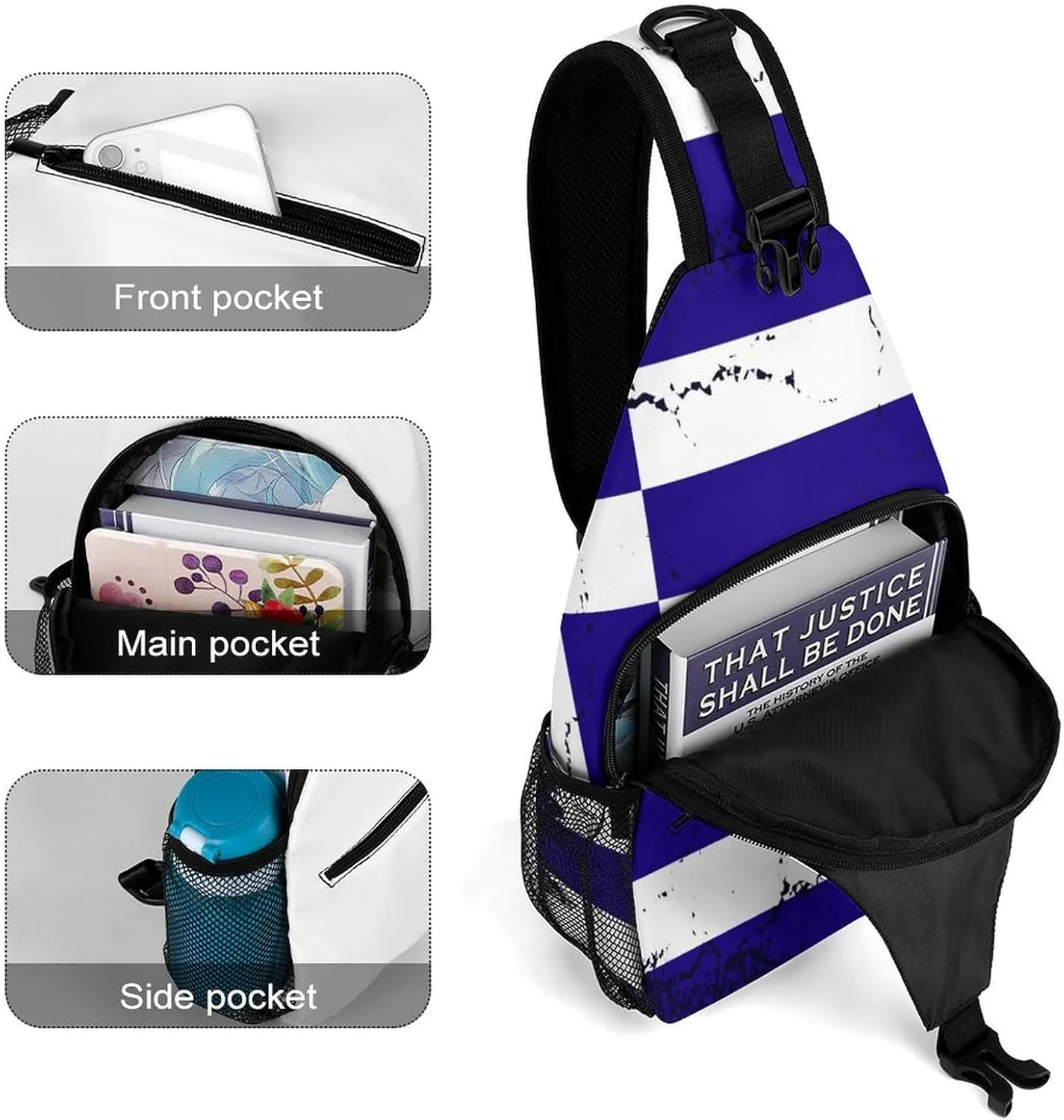 Greenland Flag Grunge Design Sling Bag Crossbody Chest Bag Shoulder Bag For Travel Hiking Cycling Camping