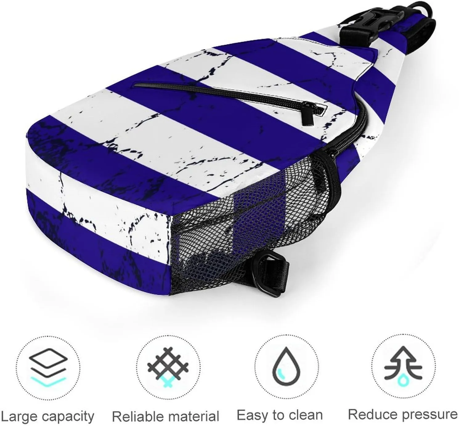 Greenland Flag Grunge Design Sling Bag Crossbody Chest Bag Shoulder Bag For Travel Hiking Cycling Camping