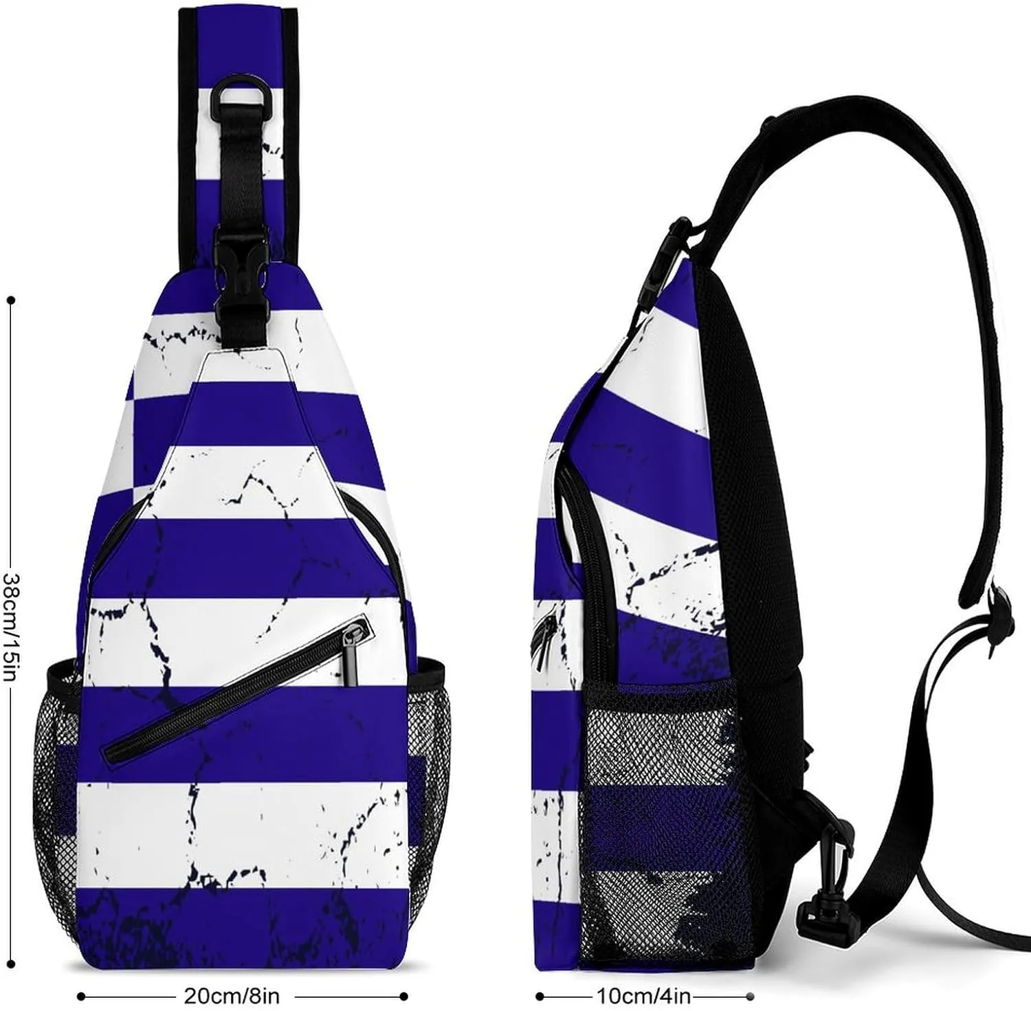 Greenland Flag Grunge Design Sling Bag Crossbody Chest Bag Shoulder Bag For Travel Hiking Cycling Camping