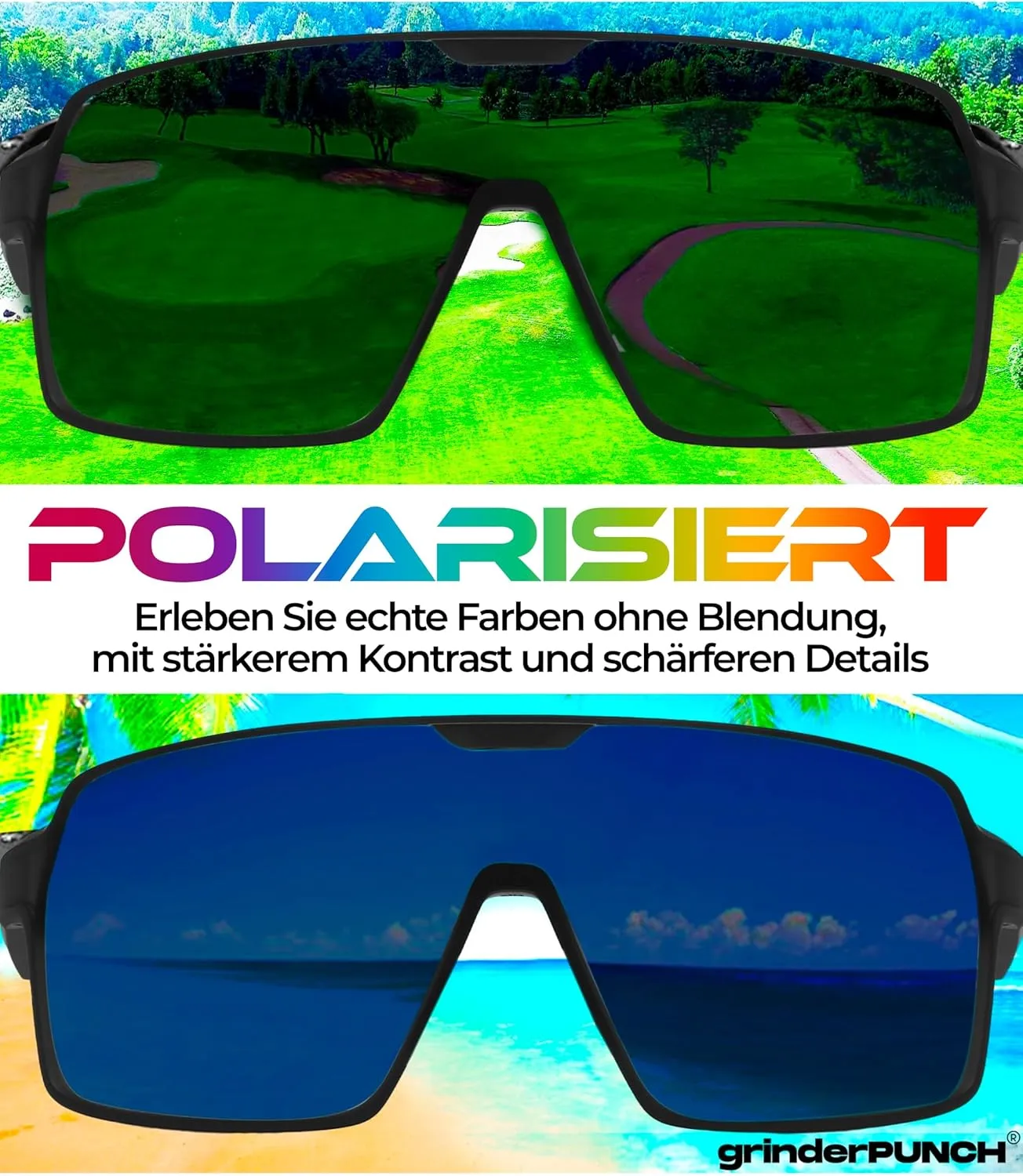 grinderPUNCH Baseball, Pickleball, Running, Hiking & Cycling Polarized Sport Sunglasses for Men & Women with UV Protection