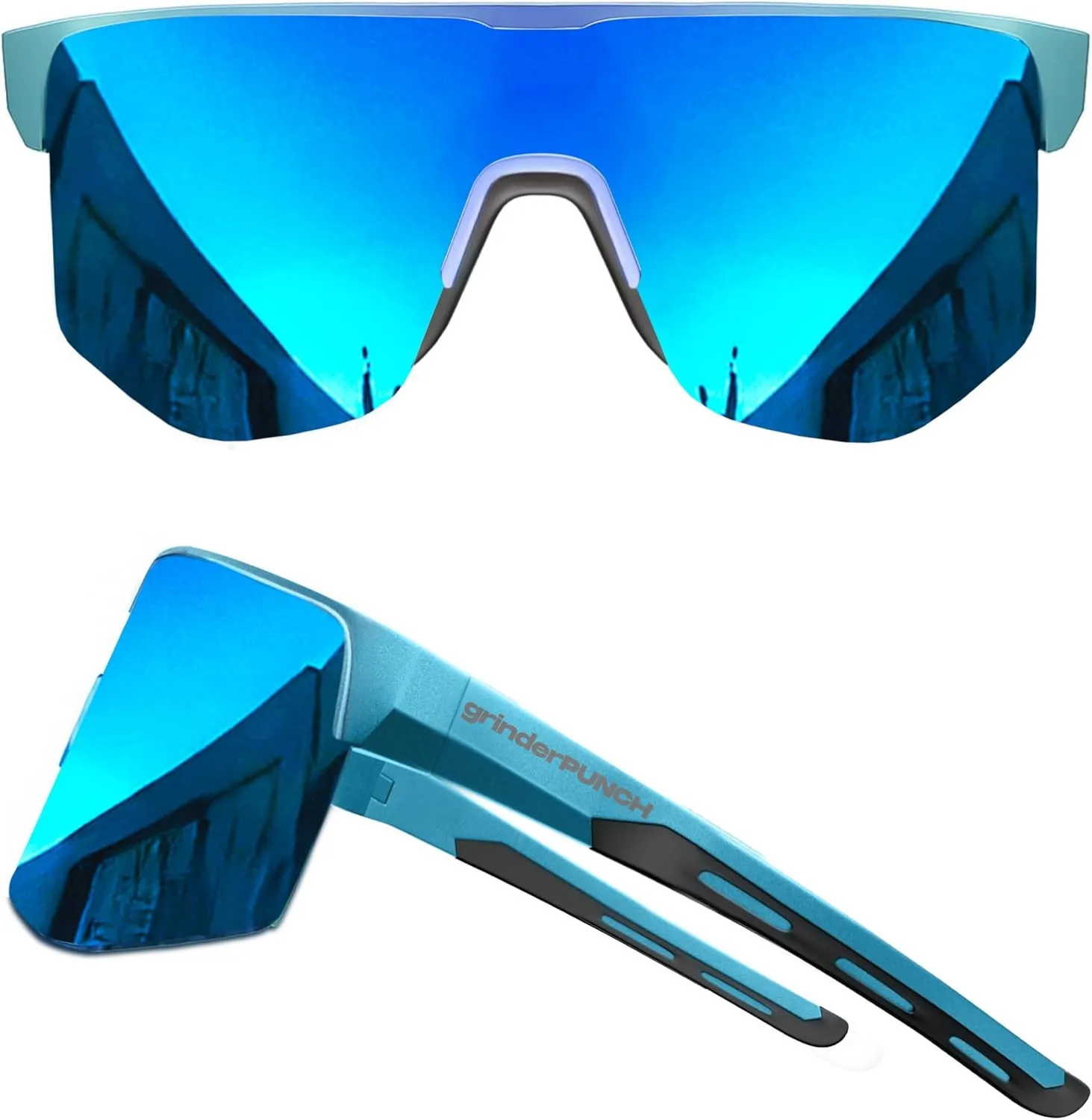 grinderPUNCH UV 400 Sports Sunglasses Cycling Glasses, Biking Goggles Running Hiking Golf Fishing Driving For Men and Women