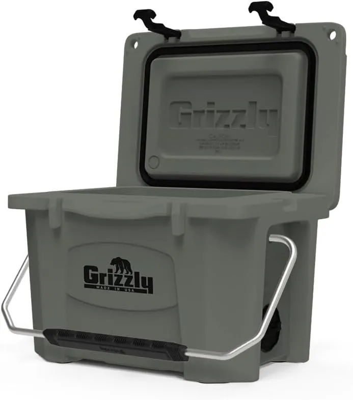 Grizzly 20 Cooler | 20 qt Ice Chest Durable Rotomolded Insulated | Made in USA | Warranty for Life | For Beach Boat Camping Fishing Hunting | G20