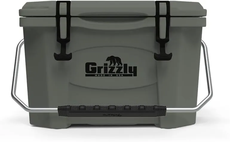 Grizzly 20 Cooler | 20 qt Ice Chest Durable Rotomolded Insulated | Made in USA | Warranty for Life | For Beach Boat Camping Fishing Hunting | G20