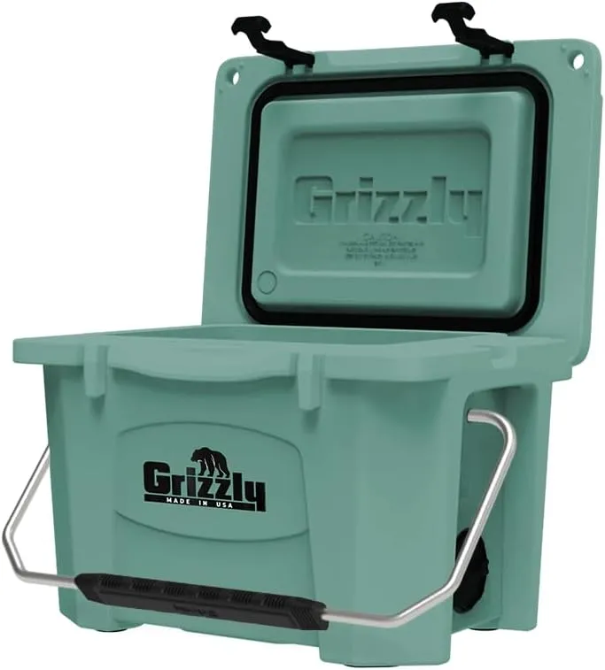 Grizzly 20 Cooler | 20 qt Ice Chest Durable Rotomolded Insulated | Made in USA | Warranty for Life | For Beach Boat Camping Fishing Hunting | G20