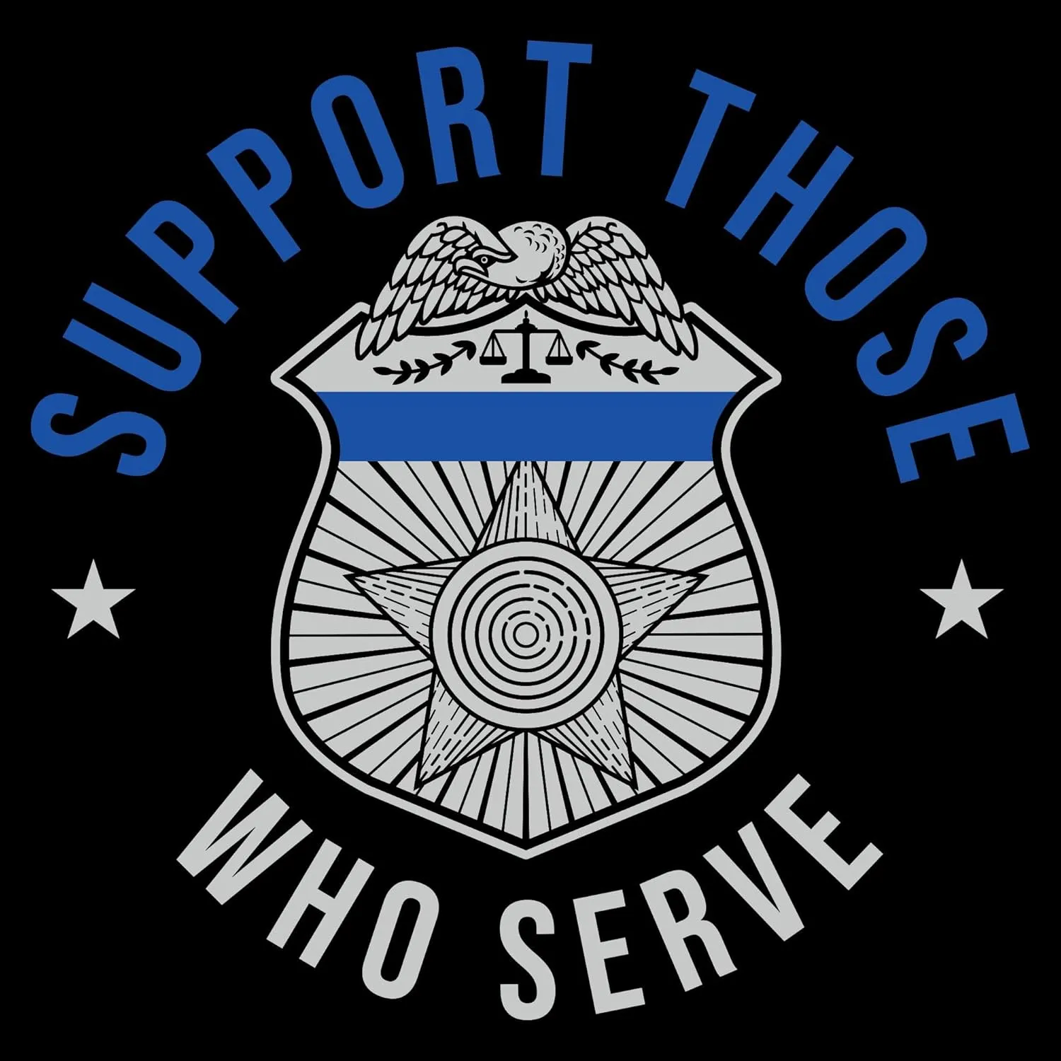 Grunt Style Blue Line Support Those Who Serve Men's T-Shirt