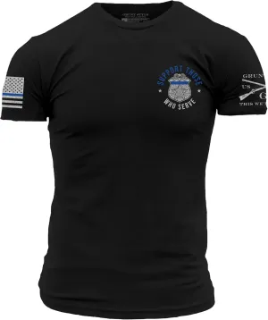 Grunt Style Blue Line Support Those Who Serve Men's T-Shirt