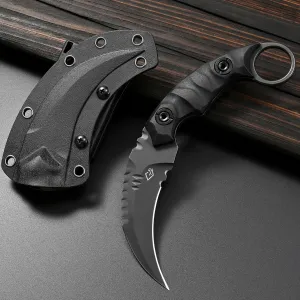 GTK691 Fixed Blade Knife D2 Steel Blade Nylon Fiberglass Handle with Kydex Sheath for Outdoor Camping Hunting Hiking Survival EDC Tool(Black)