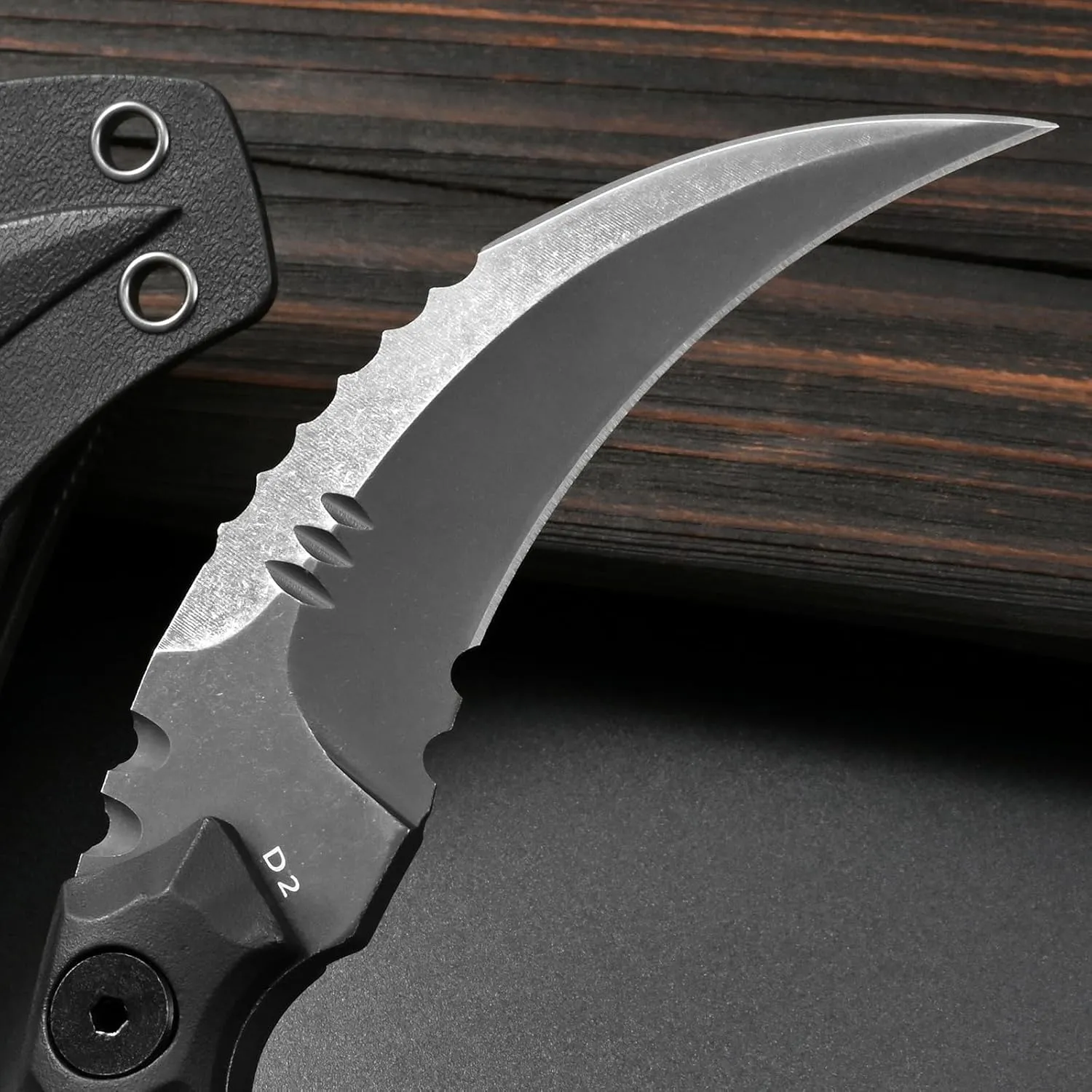 GTK691 Fixed Blade Knife D2 Steel Blade Nylon Fiberglass Handle with Kydex Sheath for Outdoor Camping Hunting Hiking Survival EDC Tool(Black)