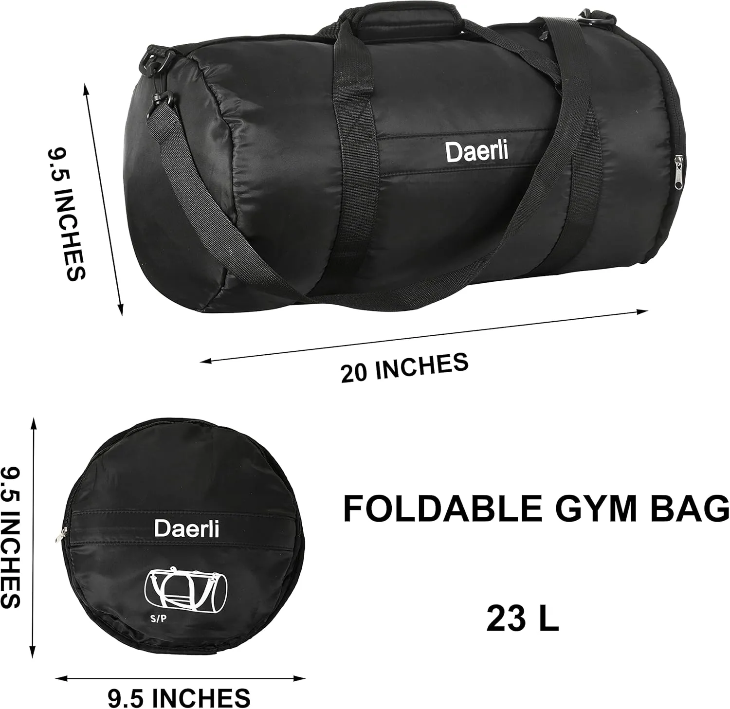 Gym Bag, 20 Inches Foldable Gym Bag for Women, Water Resistant Gym Bag with Side Pocket for Travel and Sports
